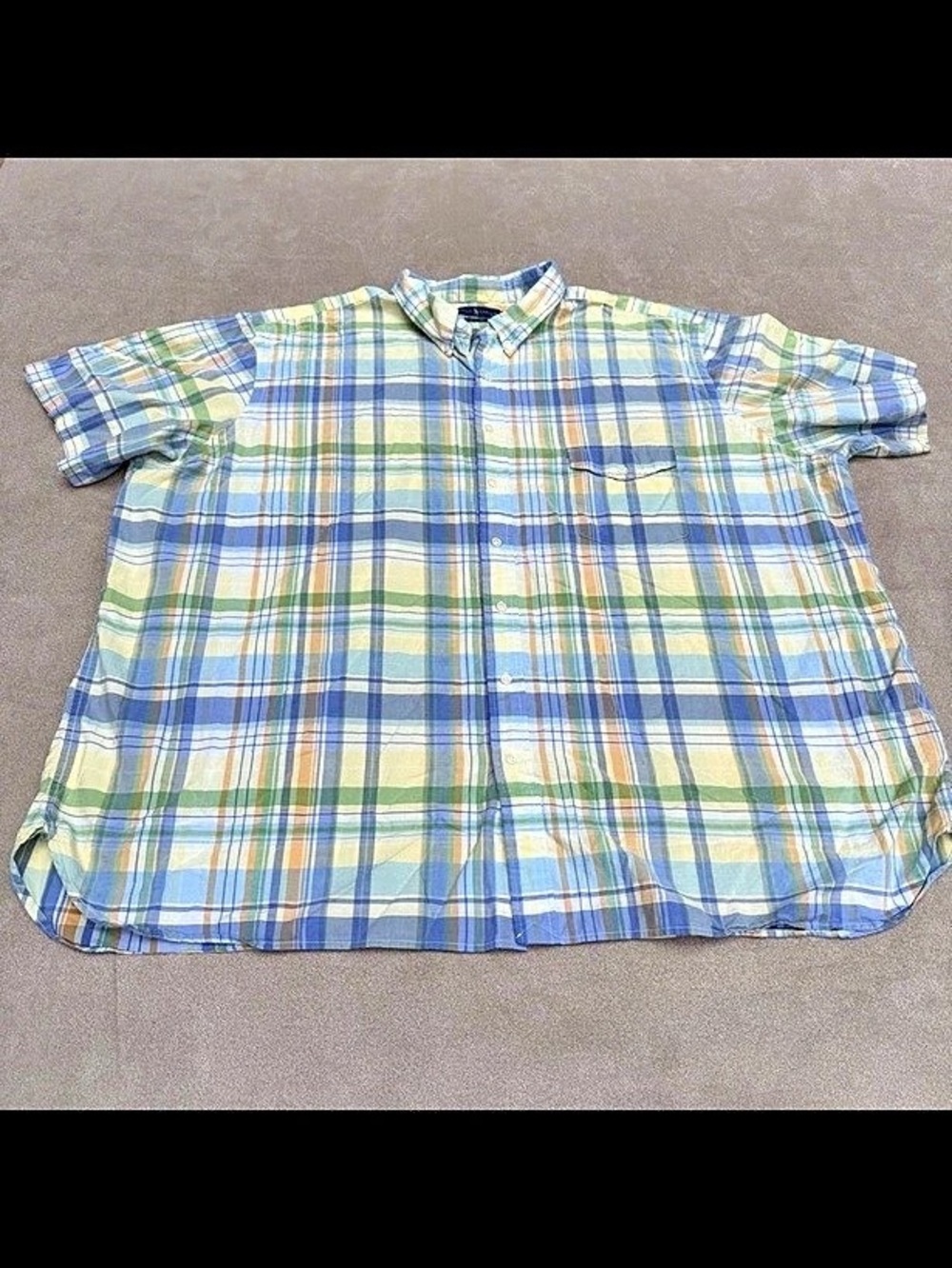 Polo Ralph Lauren Beach Twill Shirt Men 4XB Big Plaid Short Sleeve Button Down
